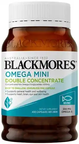 Coles NEW Blackmores Omega Mini Double Concentrate Capsules offer
