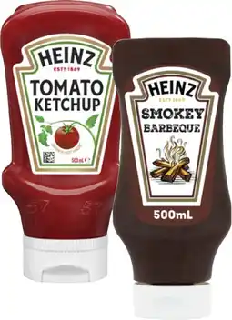 Coles Heinz Tomato Ketchup or Barbeque Sauce 500mL offer