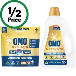 Woolworths OMO Ultimate Laundry Liquid 2 Litre, Powder 2 kg or Capsules Pk 28 offer