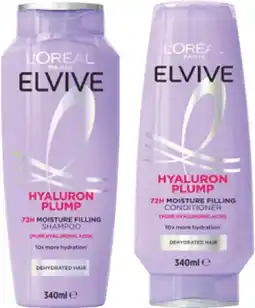 Coles L'Oréal Elvive Hyaluron Plump Shampoo or Conditioner 340mL offer