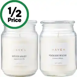 Woolworths Haven Soy Blend Candle With Lid 14.5cm offer