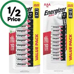 Woolworths Energizer Max Batteries AA or AAA Pk 16 offer