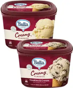 Coles Bulla Creamy Classics Ice Cream Tub offer