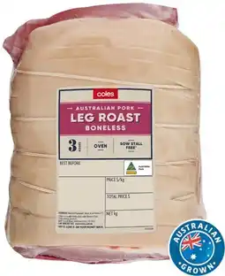 Coles Coles Australian Pork Leg Roast Boneless offer