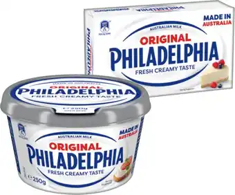 IGA Philadelphia Cream Cheese Block or Spreadable Tub 250g Selected Varieties offer