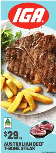 IGA Australian beef t-bone steak offer