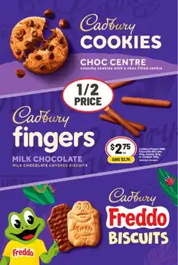 IGA Cadbury fingers milk chocolate biscuits, freddo or cookies offer