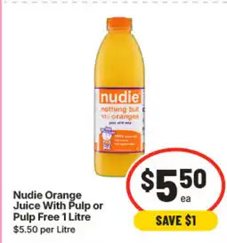 IGA Nudie orange juice with pulp or pulp free offer