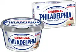 IGA Philadelphia Cream Cheese Block or Spreadable Tub 250g Selected Varieties offer