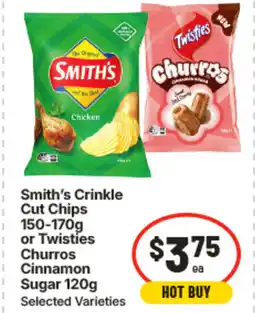 IGA Smith's crinkle cut chips or twisties churros cinnamon sugar offer