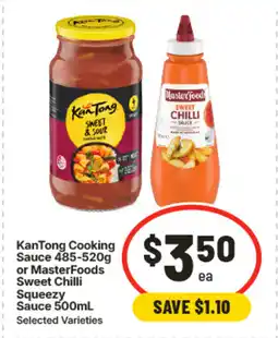 IGA Kantong cooking sauce or masterfoods sweet chilli squeezy sauce offer