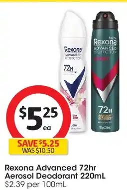 Coles Rexona advanced 72hr aerosol deodorant offer