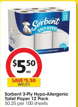 Coles Sorbent 3-ply hypo-allergenic toilet paper offer