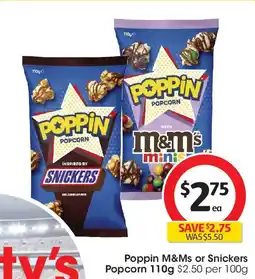 Coles Poppin m&ms or snickers popcorn offer