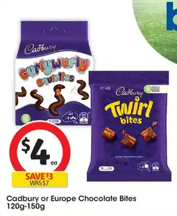 Coles Cadbury or europe chocolate bites offer