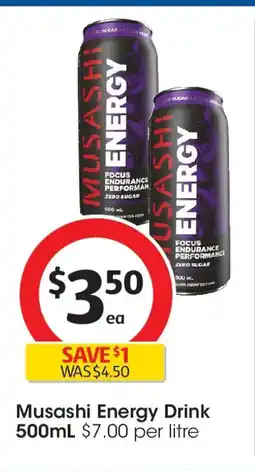 Coles Musashi energy drink offer