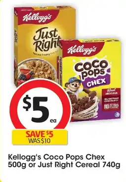 Coles Kellogg's coco pops chex or just right cereal 740g offer