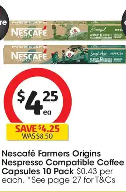 Coles Nescafé farmers origins nespresso compatible coffee capsules offer