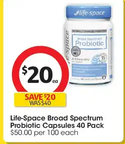 Coles Life-space broad spectrum probiotic capsules offer