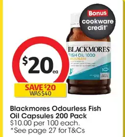 Coles Blackmores odourless fish oil capsules offer