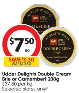 Coles Udder delights double cream brie or camembert offer