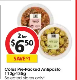 Coles Coles pre-packed antipasto offer
