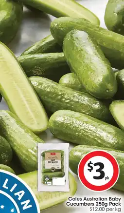 Coles Coles australian baby cucumbers offer