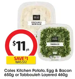 Coles Coles kitchen potato, egg & bacon or tabbouleh layered offer