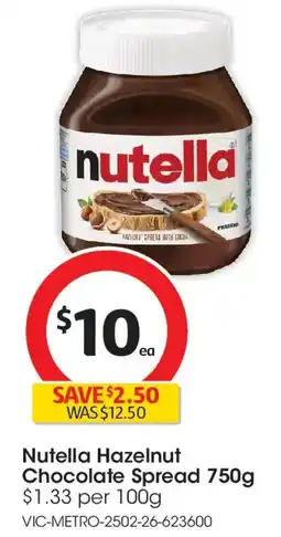 Coles Nutella hazelnut chocolate spread offer