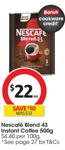 Coles Nescafé blend 43 instant coffee offer