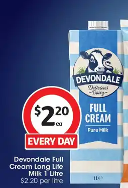 Coles Devondale full cream long life milk offer