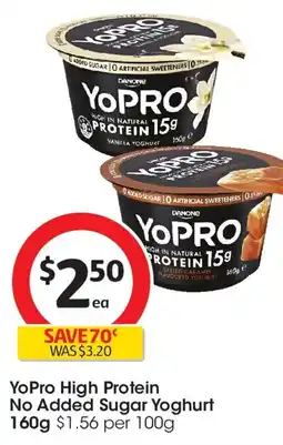 Coles Yopro high protein no added sugar yoghurt offer