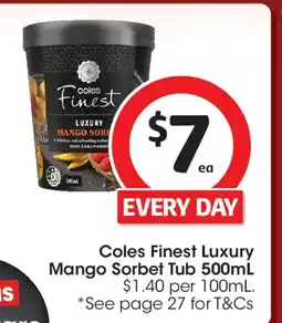 Coles Coles finest luxury mango sorbet tub offer