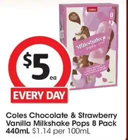 Coles Coles chocolate & strawberry vanilla milkshake pops offer