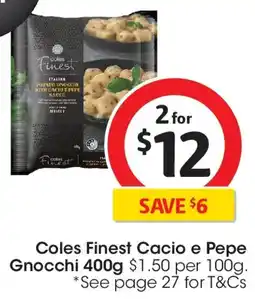 Coles Coles finest cacio e pepe gnocchi offer