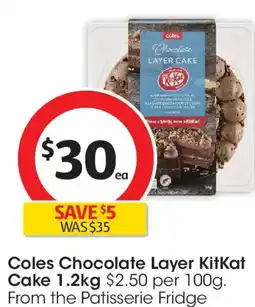 Coles Coles chocolate layer kitkat cake offer