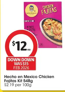 Coles Hecho en mexico chicken fajitas kit offer