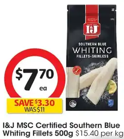 Coles I&j msc certified southern blue whiting fillets offer