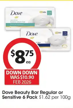 Coles Dove beauty bar regular or sensitive offer