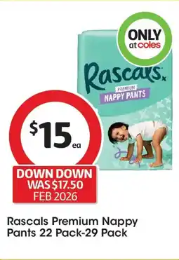 Coles Rascals premium nappy pants offer