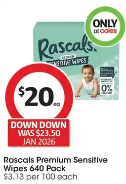 Coles Rascals premium sensitive wipes offer