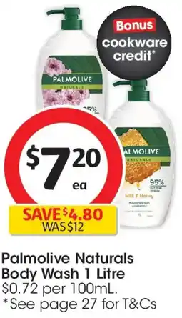 Coles Palmolive naturals body wash offer