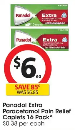 Coles Panadol extra paracetamol pain relief caplets offer