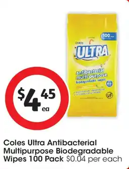 Coles Coles ultra antibacterial multipurpose biodegradable wipes offer
