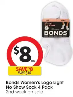 Coles Bonds women's logo light no show sock offer