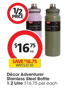 Coles Décor adventurer stainless steel bottle offer