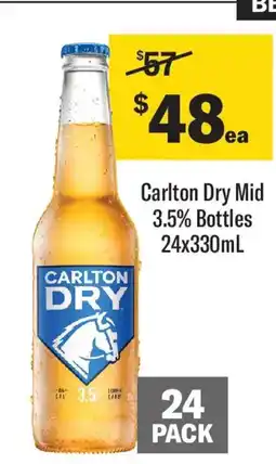 Coles Carlton dry mid 3.5% bottles offer