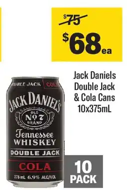 Coles Jack daniels double jack & cola cans offer
