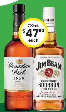 The Bottle O Canadian club whisky or jim beam white label offer