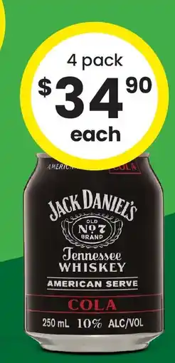 The Bottle O Jack daniel's american serve 10% range cans offer